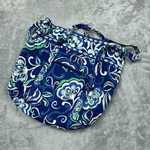 Vera Bradley Blue & Green Floral Quilted Tote Bag With Zipper Pocket 6357 - Picture 2 of 6